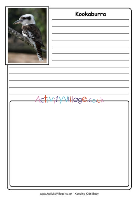 Kookaburra notebooking page