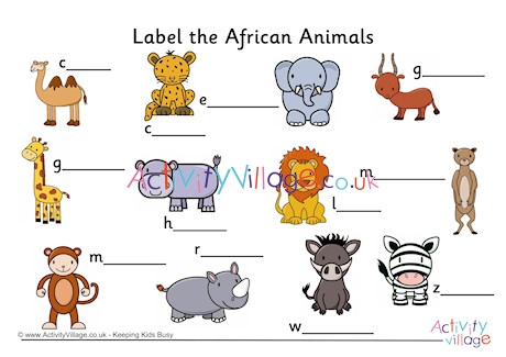 Label the African Animals