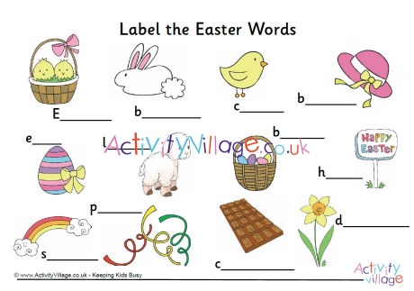 Label the Easter words