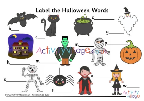 Label the Halloween Words