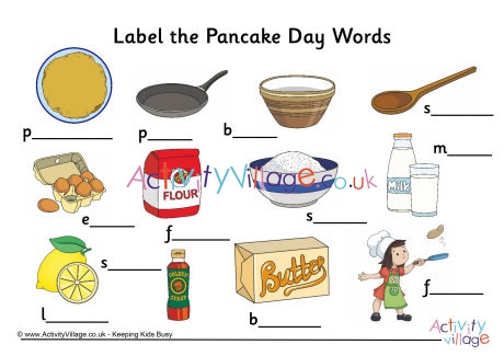 Label the Pancake Day words