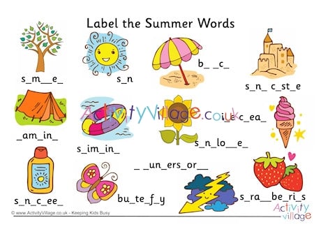 Label the Summer Words