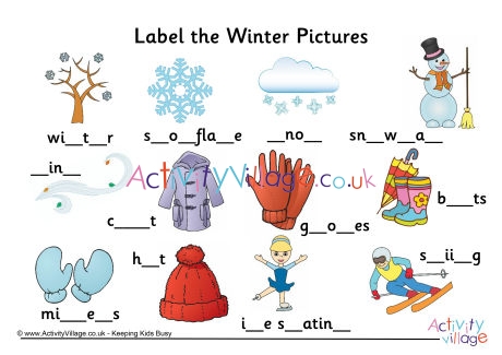 Label the winter words