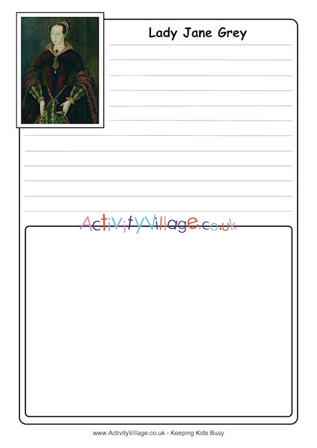 Lady Jane Grey notebooking page