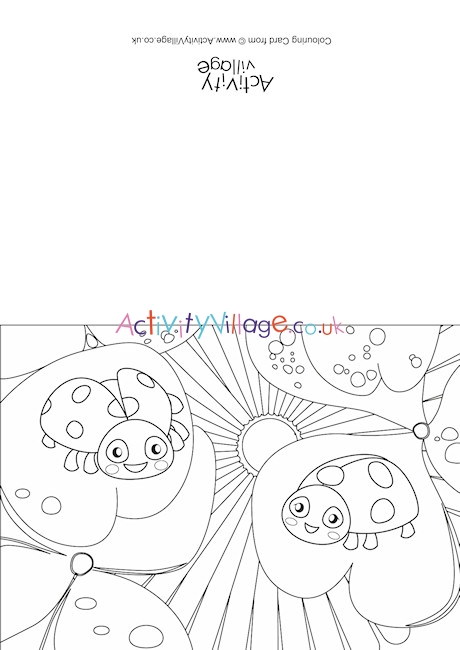 Ladybirds Scene Colouring Card