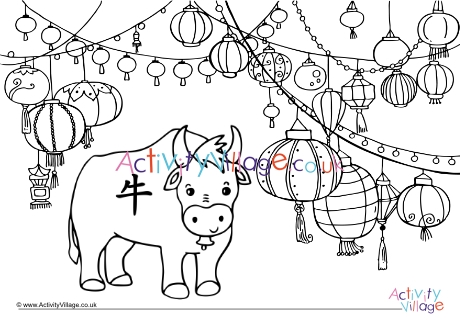 Lantern Festival Year Of The Ox Colouring Page