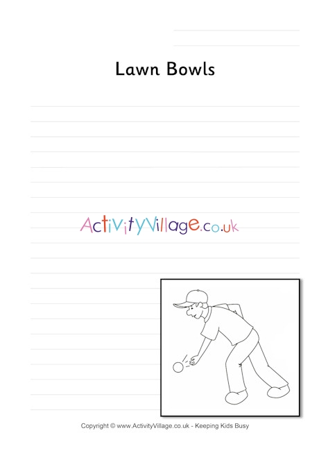 Lawn bowls writing page