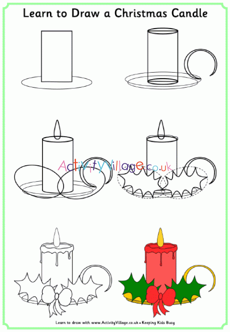 Christmas burning candles decorated with holly leaves Black and white -  stock vector 1679379 | Crushpixel