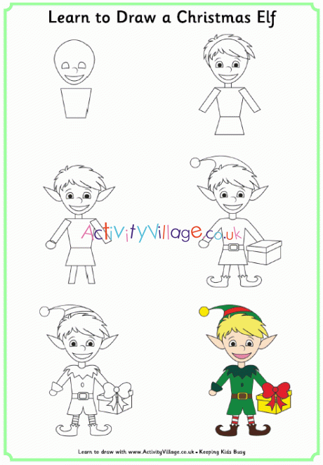 Learn to draw a Christmas elf
