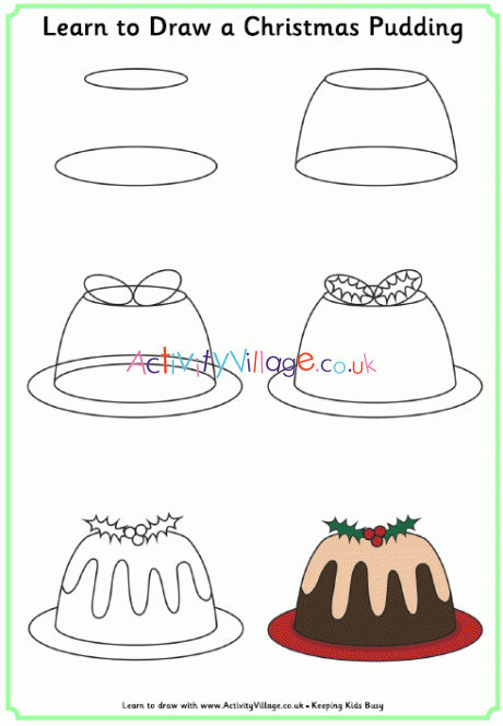 Learn to draw a Christmas pudding