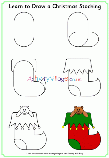 Learn to draw a Christmas stocking
