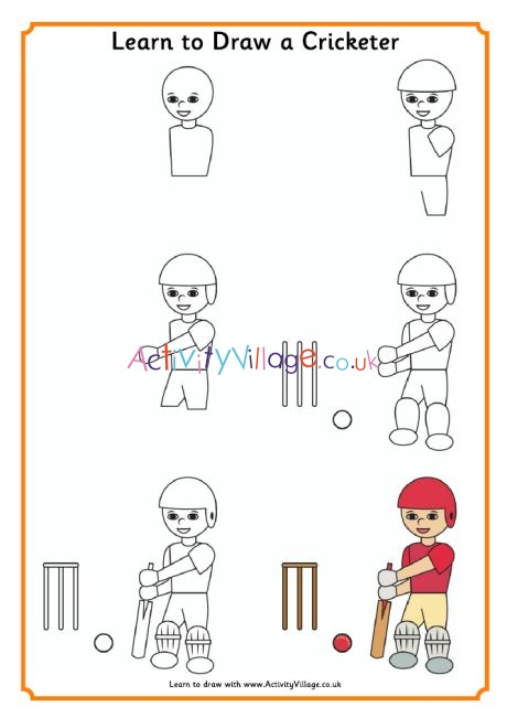 Learn to draw a cricketer