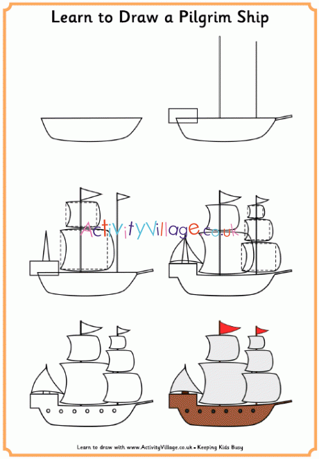 Learn to draw a pilgrim ship