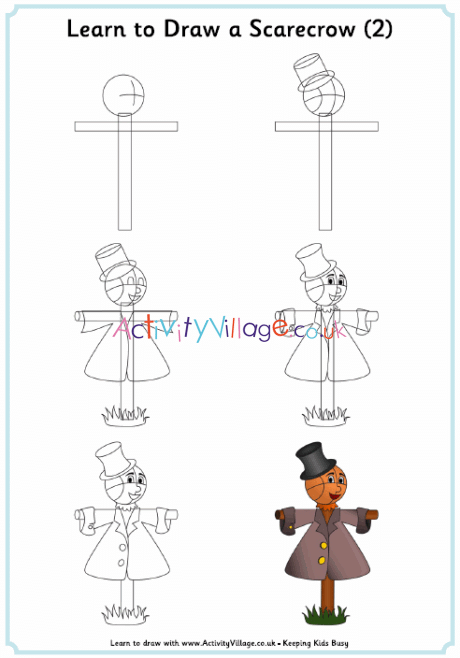 Learn to draw a scarecrow (version 2)