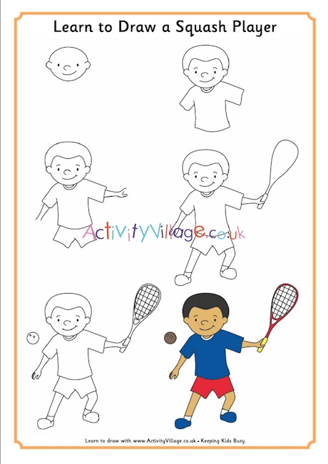 Learn to draw a squash player
