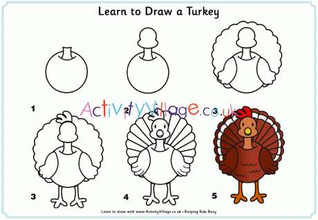 Learn to Draw a Turkey - Thanksgiving Printables