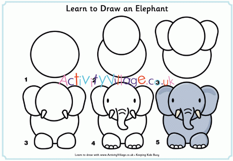 Animal Baby Elephant Easy Coloring Page » Turkau