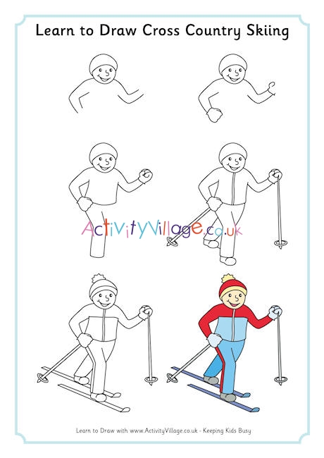 Learn to draw cross country skiing