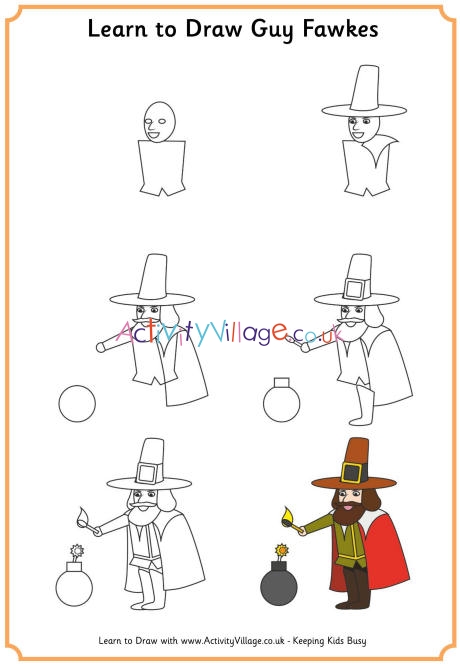 Learn to draw Guy Fawkes