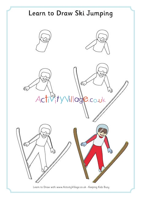 Learn to draw ski jumping