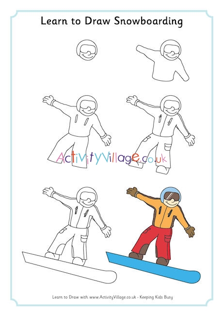 Learn to draw snowboarding