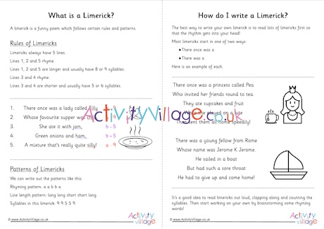 Learning about Limericks Printable