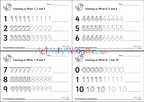Learning To Write Numbers 0 To 10