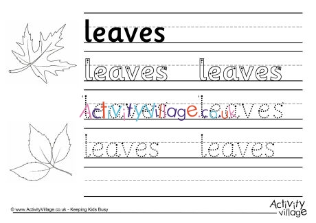 Leaves handwriting worksheet