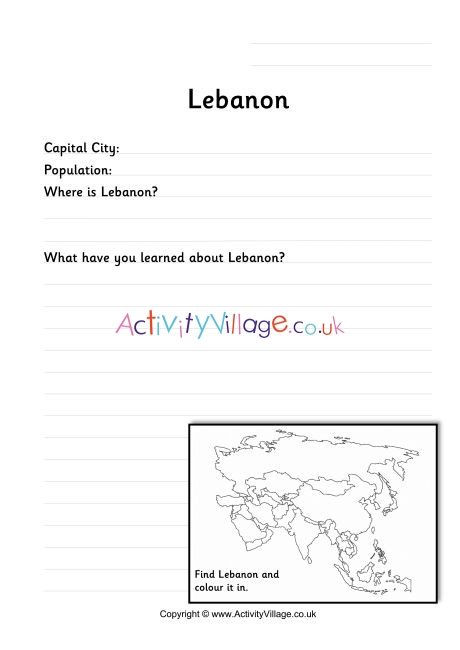 Lebanon Worksheet