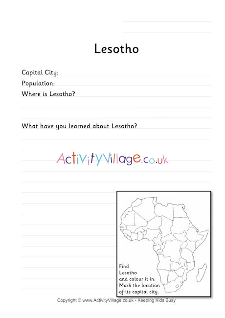 Lesotho worksheet