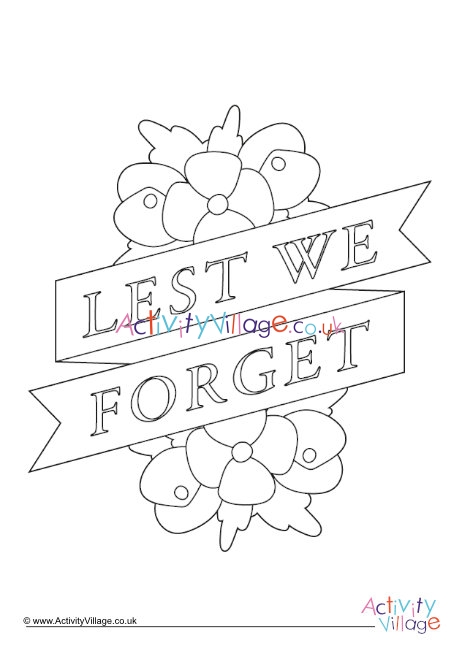 Lest We Forget colouring page