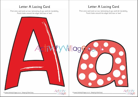 Letter A lacing card 