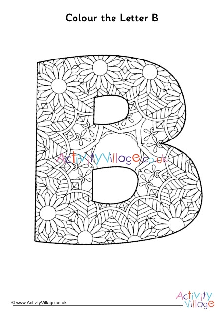 Letter B Mandala Colouring Page