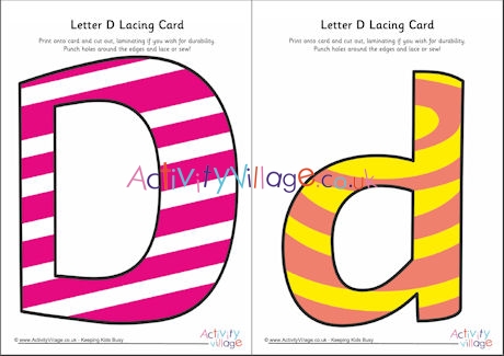 Letter D lacing card - lower case