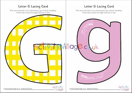 Letter G lacing card 
