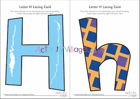 Letter H lacing card 