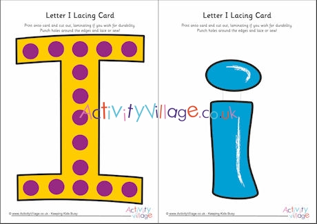 Letter I lacing card 