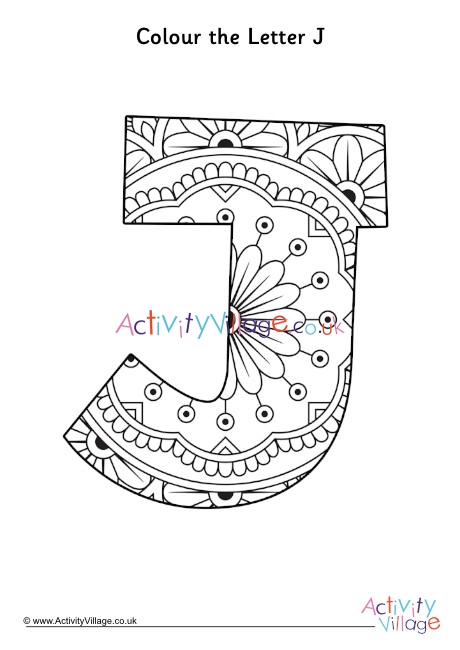 Letter J Mandala Colouring Page