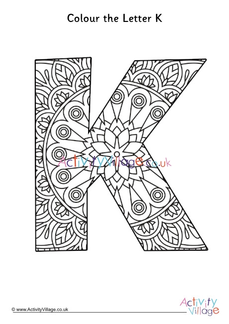 Letter K Mandala Colouring Page