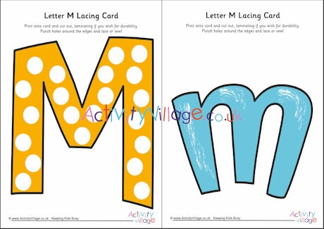 Letter M lacing card 