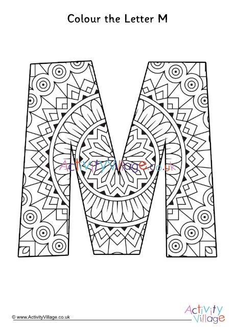 Download Letter M Mandala Colouring Page
