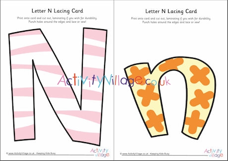 Letter N lacing card 