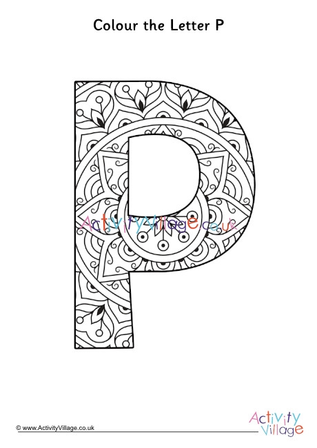 Letter P Mandala Colouring Page