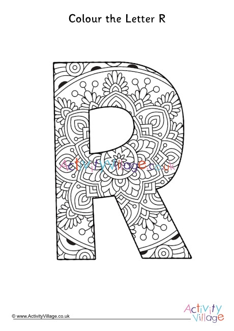 Letter R Mandala Colouring Page