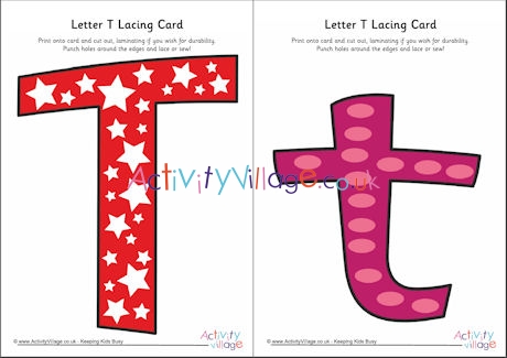 Letter T lacing card 