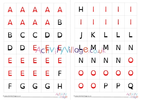 Letter tiles dyslexic font upper case