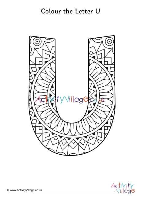 Letter U Mandala Colouring Page