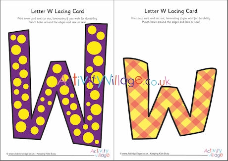 Letter W lacing card