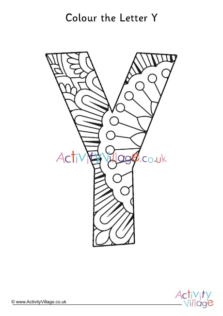 Letter Y Mandala Colouring Page