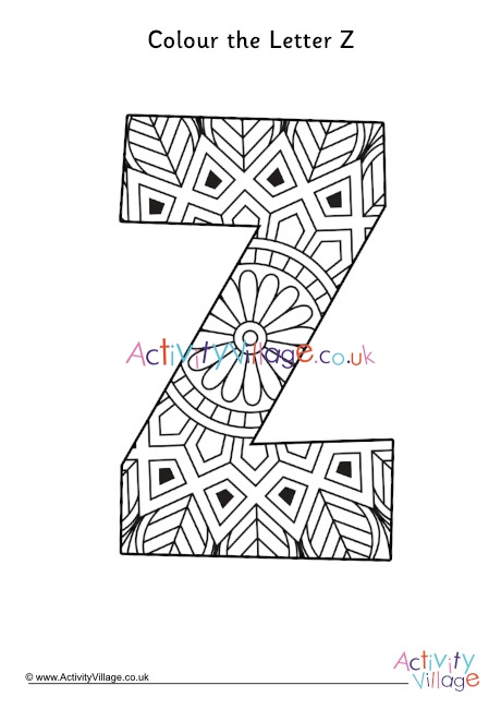 Letter Z Mandala Colouring Page